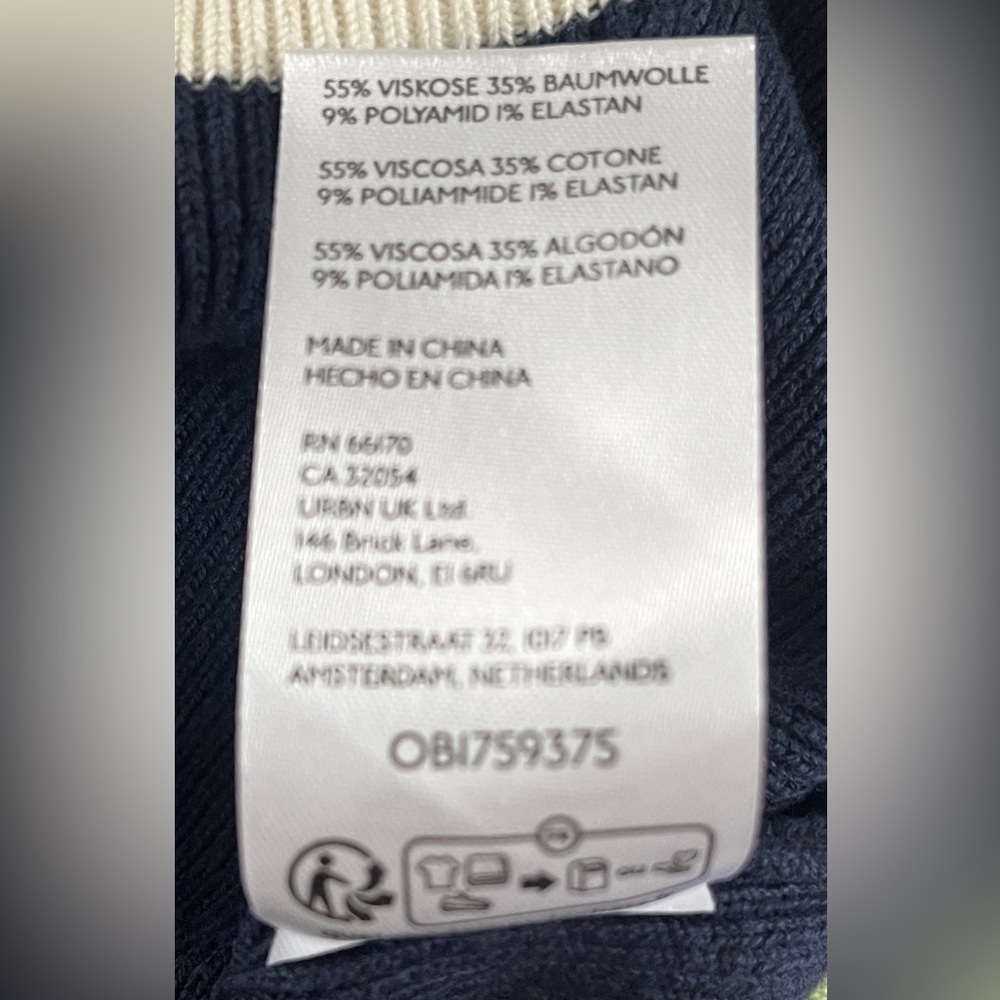 🆕 Free People Blair sweater dress in dark blue with mint and ecru size small - Picture 12 of 13